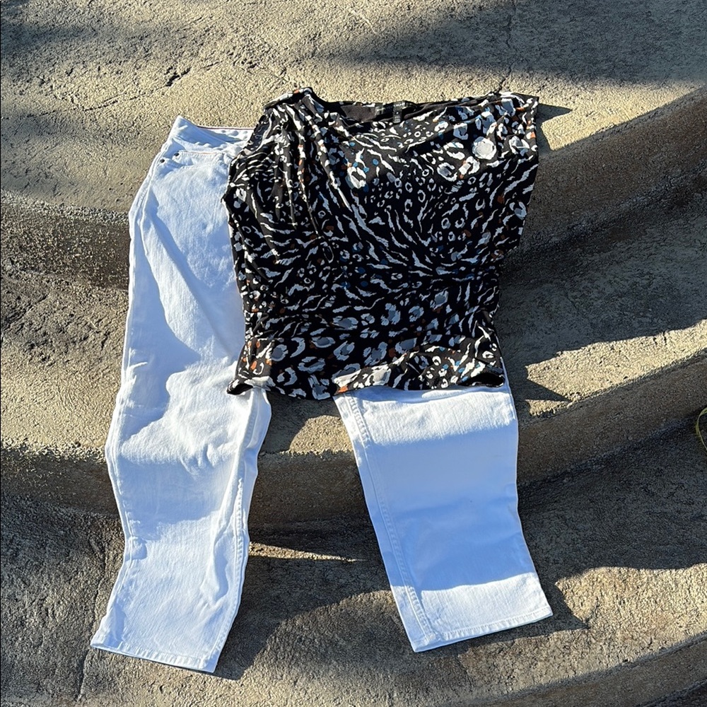 White House Black Market Animal Print Blouse